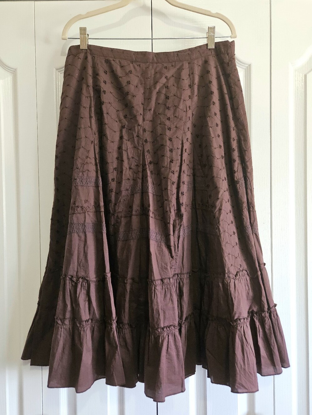 Y2K Brown Cotton Eyelet Skirt